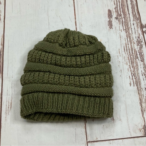 Gelante Beanie Hat Basket Weave Ribbed Olive Green Sz OS - Picture 2 of 5